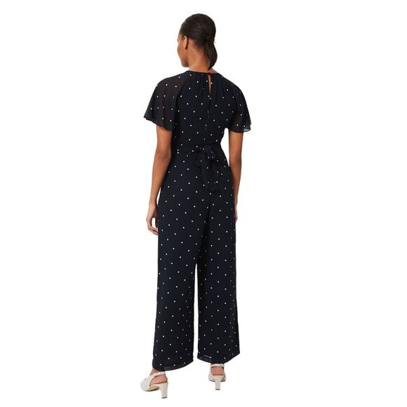 Hobbs London Navy and White Polka Dot Sarah Spot Jumpsuit Size US 4 - Picture 2 of 6